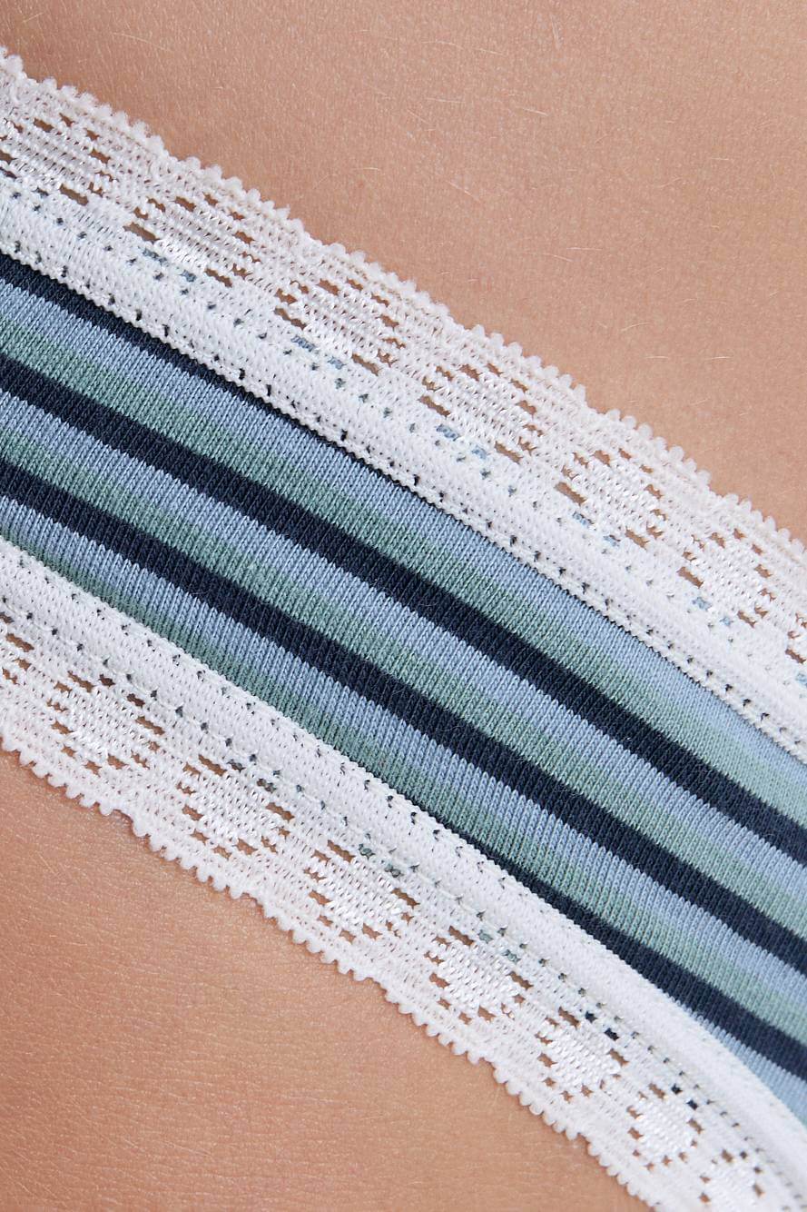 Women's briefs with lace detailing, made from organic cotton, shown on a white background. Stylish and eco-friendly lingerie from True North 1111-083