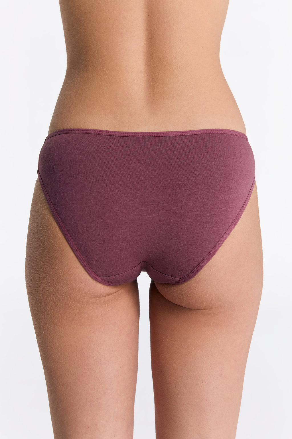 Women's classic organic cotton briefs in Nocturne, back view on model