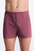 Men's organic cotton boxer shorts in Nocturne, front view on model