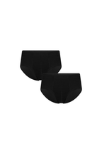 Men's organic cotton briefs 2-pack in black, laid flat