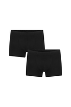 Men's organic cotton boxer briefs 2-pack in black, laid flat
