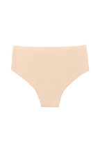Girls' organic cotton hipster briefs in beige, laid flat, reverse side