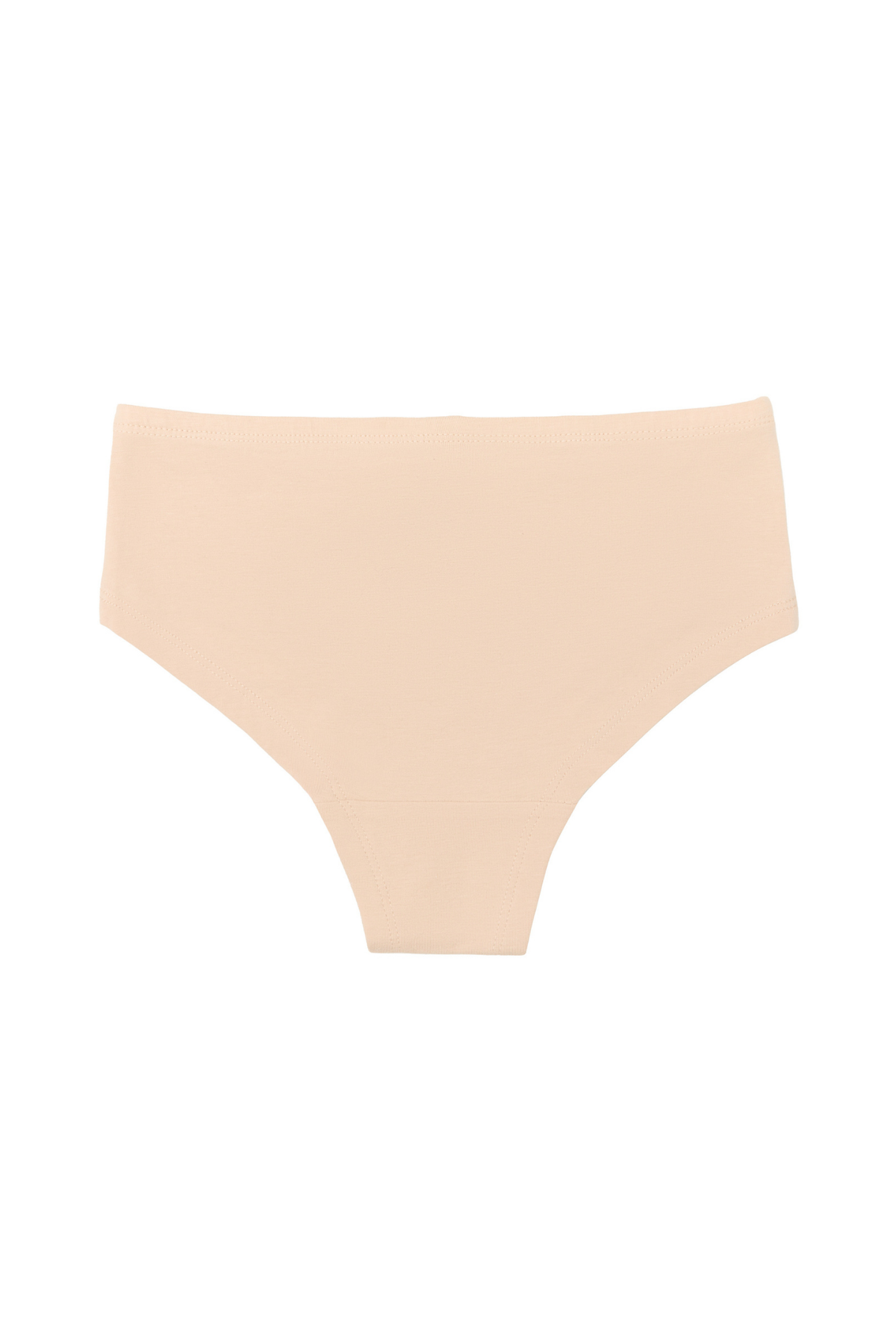 Girls' organic cotton hipster briefs in beige, laid flat, reverse side