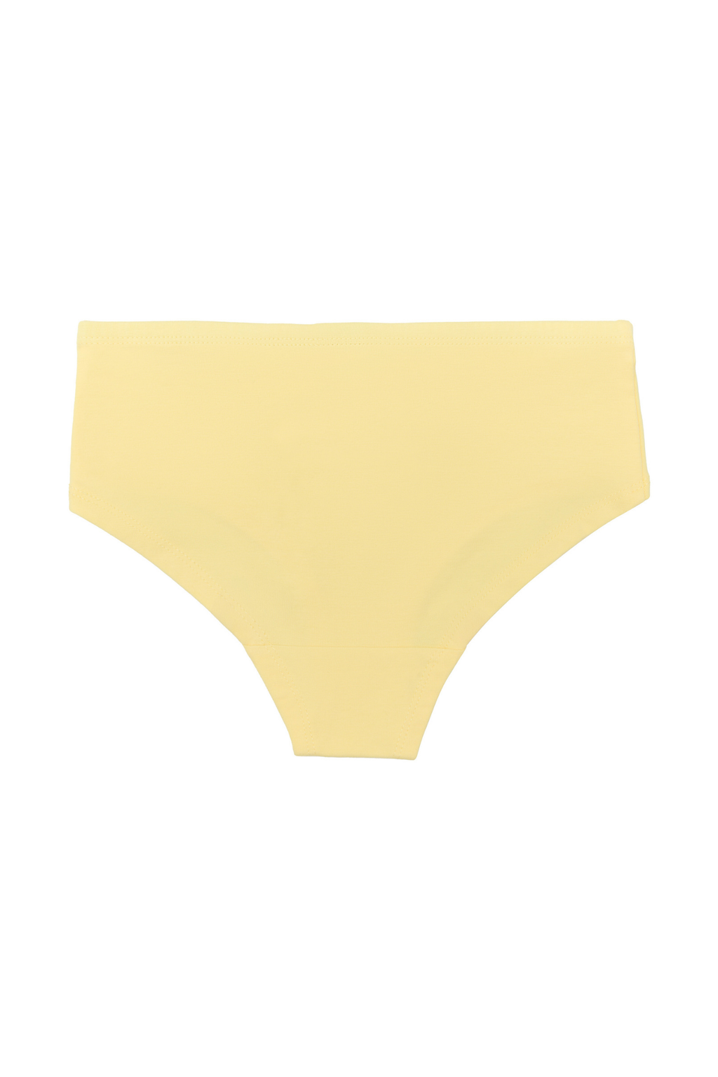 Girls' organic cotton hipster briefs in lime, laid flat