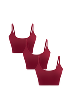 Women's organic cotton bralette 3-pack in Rosarot, laid flat
