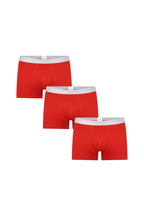 Men's organic cotton trunks 3-pack in red, laid flat