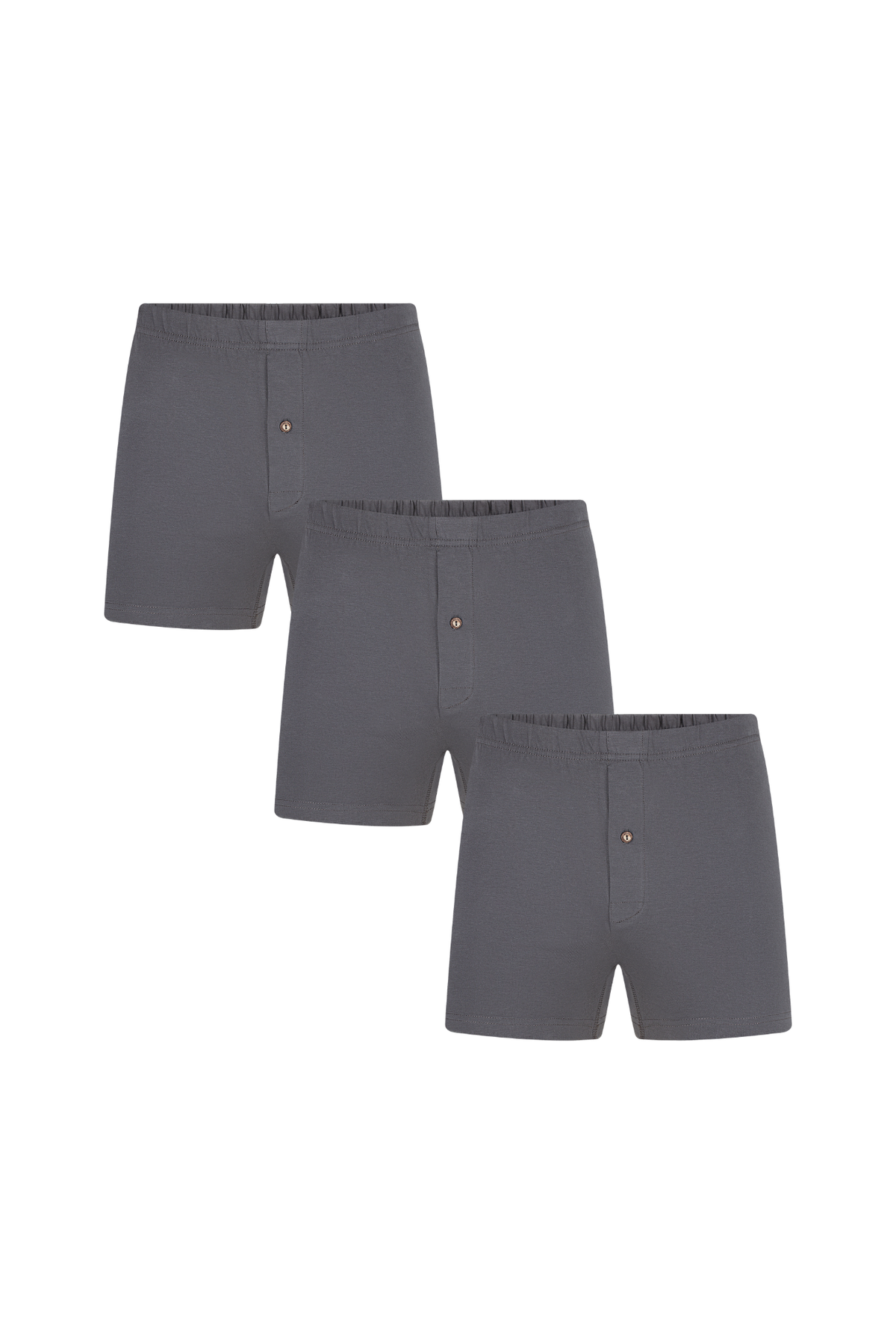 Men's organic cotton boxer shorts 3-pack in Anthracite Melange, laid flat