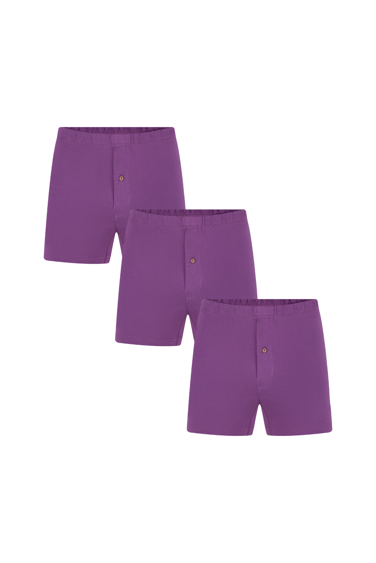 Men's organic cotton boxer shorts 3-pack in Weinbeere, laid flat