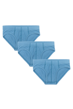 Boys' organic cotton briefs 3-pack in Denimblue, laid flat
