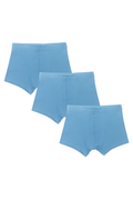 Boys' organic cotton boxer briefs 3-pack in Denimblue, laid flat