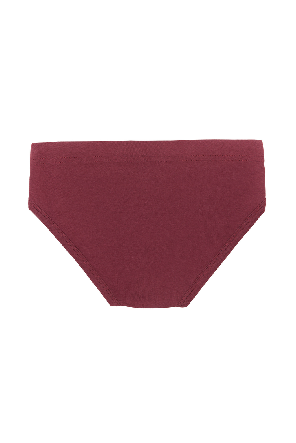Boys' organic cotton briefs in bordeaux, laid flat, back