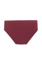 Boys' organic cotton briefs in bordeaux, laid flat, back