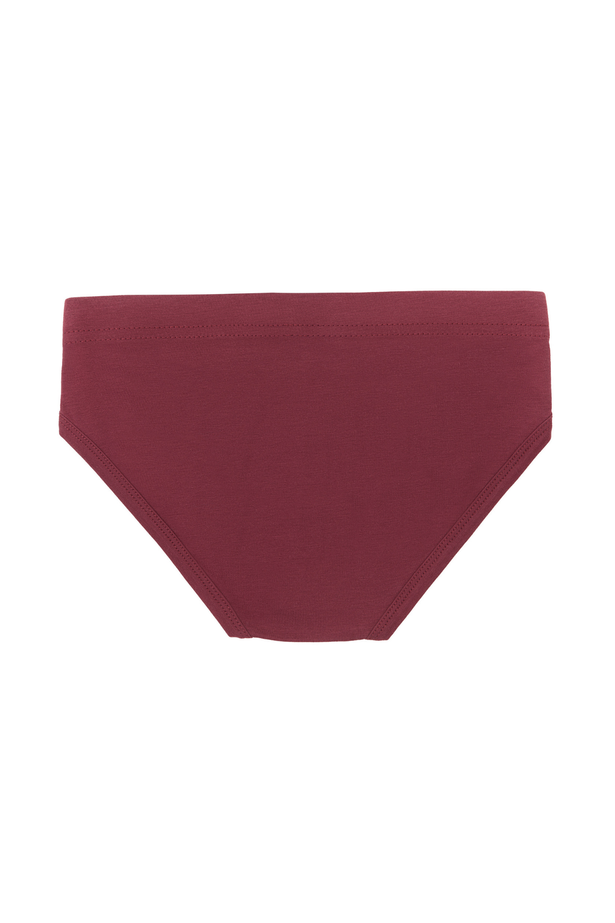 Boys' organic cotton briefs in bordeaux, laid flat, back