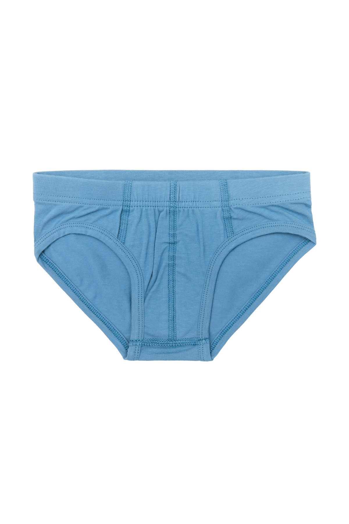 Boys' organic cotton briefs in Denimblue, laid flat, front