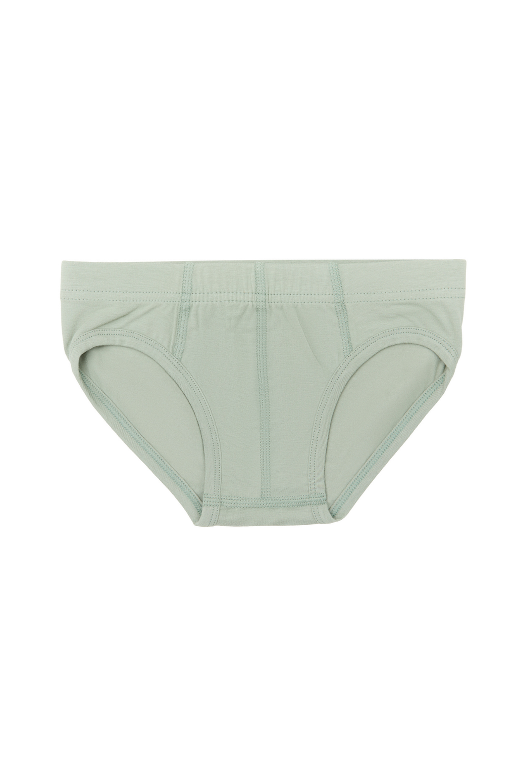Boys' organic cotton briefs in Iceberg Green, laid flat, front