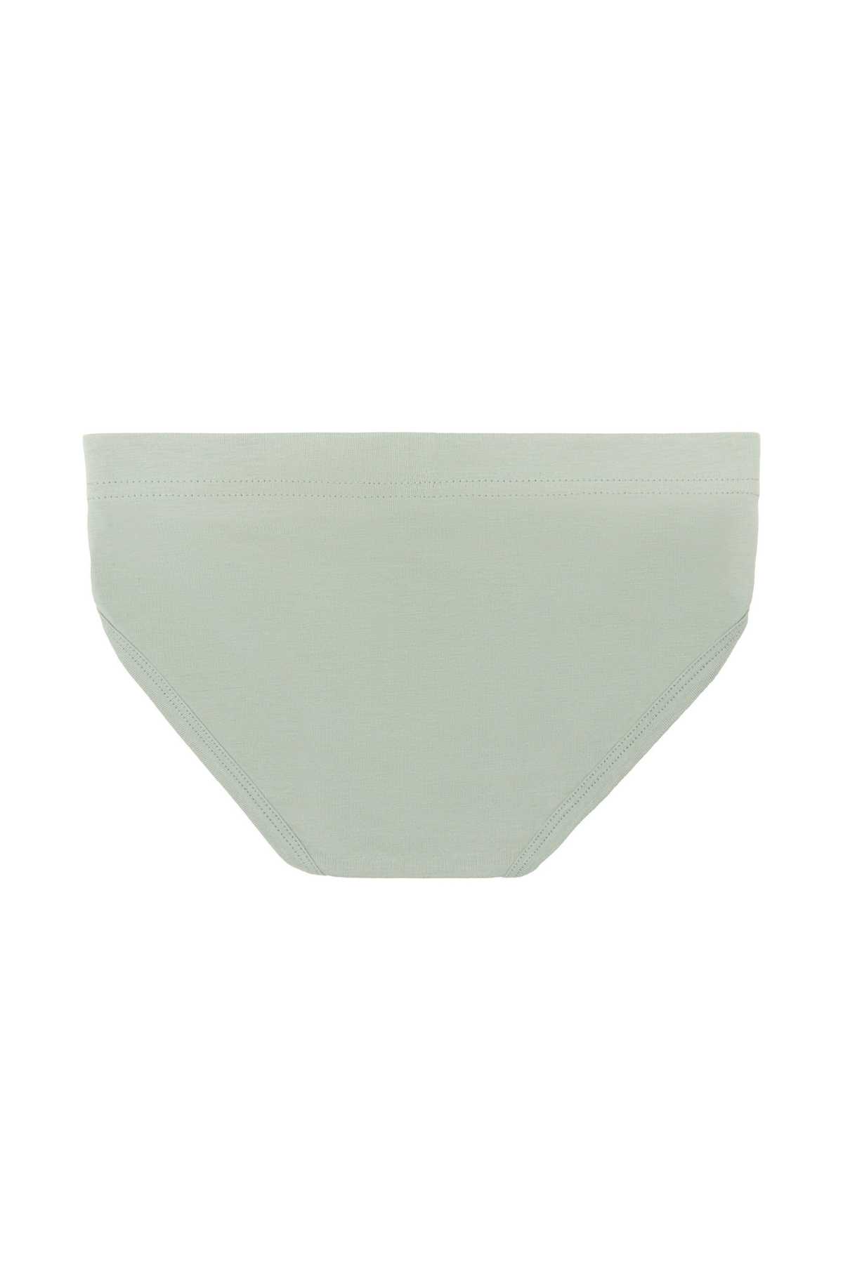 Boys' organic cotton briefs in Iceberg Green, laid flat, back