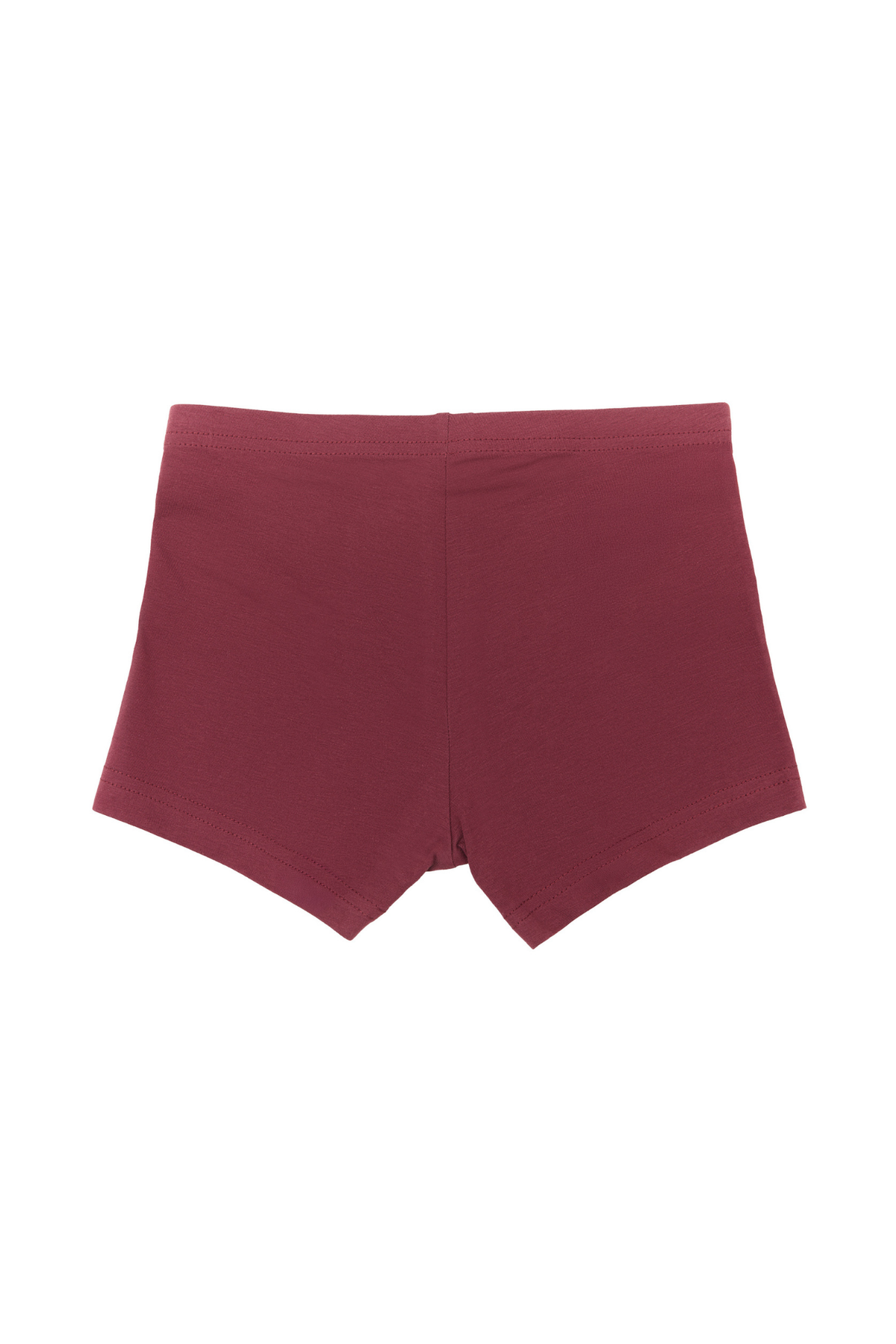 Boys' organic cotton boxer briefs in bordeaux, laid flat, front