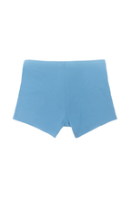 Boys' organic cotton boxer briefs in Denimblue, laid flat, back